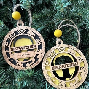 Personalized Dispatcher Ornament, First Responder, Layered Wood, Laser Engraved, Custom Gift,