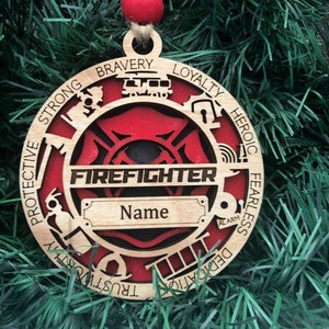 Firefighter Ornament, Personalized, First Responder, Custom Gift, Car Charm