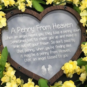Penny from Heaven Wood and Acrylic Bank, Memorial Gift, Sympathy, Heaven, Angels