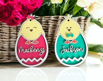 Easter Basket Name Tags, Baby Chicks Personalized Easter Tags, Easter Personalized Gift Tags, Tags