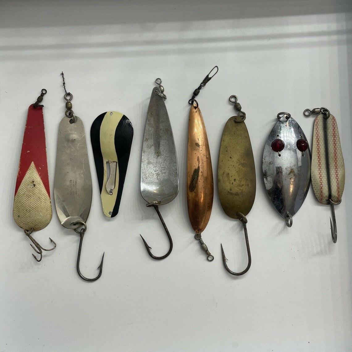 Antique Vintage Fishing Lures Weller Big 5 Mcmahon Red Eye Etsy