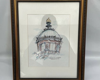 Library of Congress Art Work Signed JCD, Framed