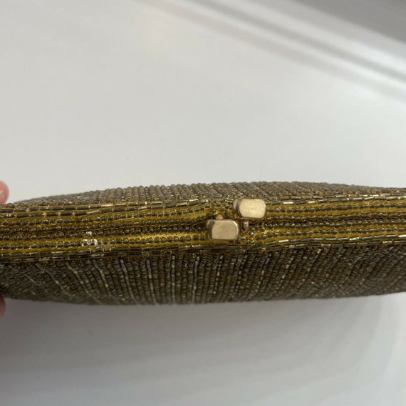 Vintage Richere Gold Beaded Clutch Handbag - image 5