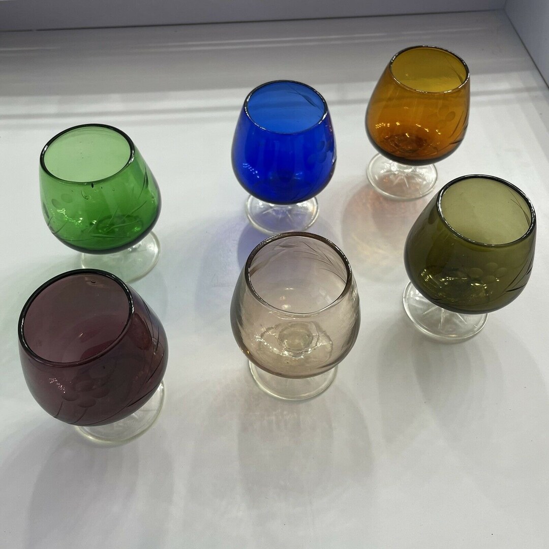 Vintage Set of 6 Multicolor Mini Cordial Glasses Etsy