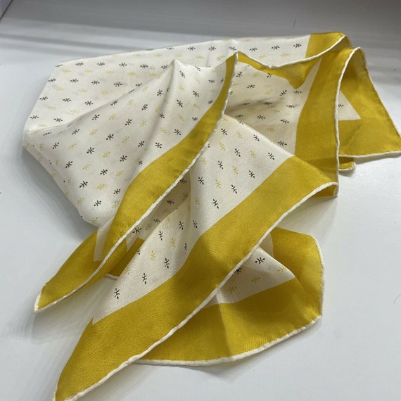 Vintage Square Silk Scarf 17” Yellow - image 3