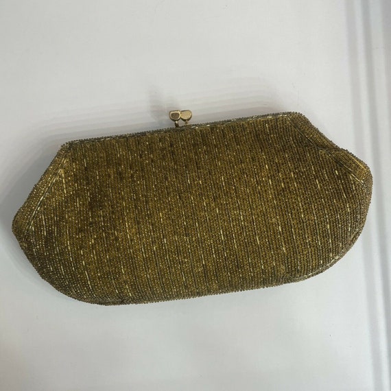 Vintage Richere Gold Beaded Clutch Handbag - image 1