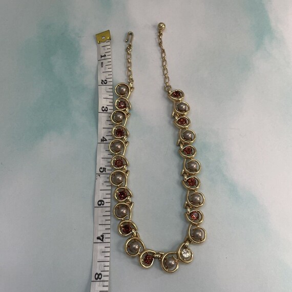 Vtg. Trifari Gold Tone Stone Pearl Adjustable Nec… - image 8