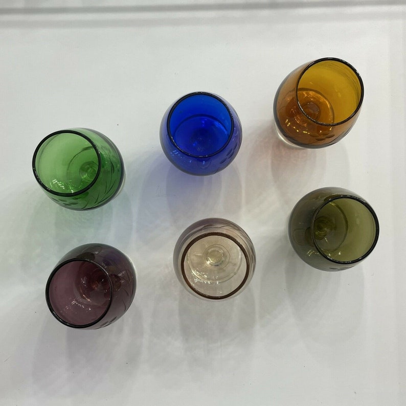 Vintage Set of 6 Multicolor Mini Cordial Glasses Etsy