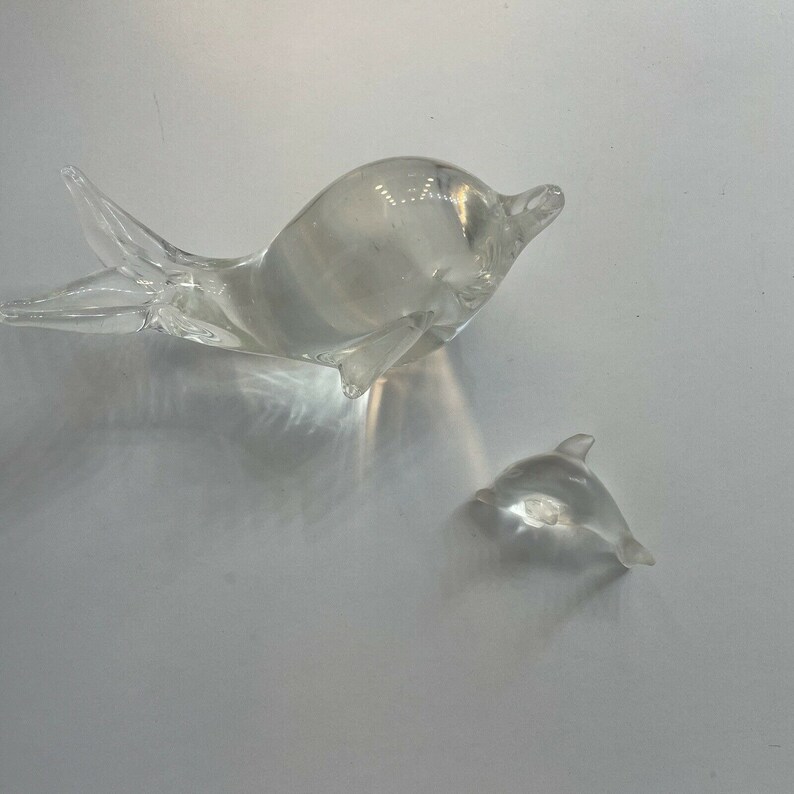 Vintage Clear Glass Dolphin Figurines Etsy