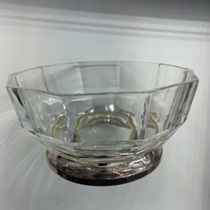 Vintage Italy Cut Glass Bowl With Silver Plated Base