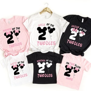 Personalized Twodles Family Birthday Shirt, Birthday Girl Shirt, 2nd Birthday Outfit, Disney Minnie Mouse Birthday Shirt