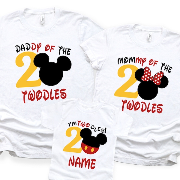 Personalized Twodles Family Birthday Shirt, Birthday Boy Shirt, 2nd Birthday Outfit, Disney Mickey Mouse Birthday Shirt, Mickey Party Shirt