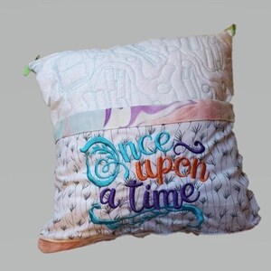 Once Upon A Time Reading Pillow Quilted Book Pillow, Story Pillow, Pocket Pillow, Decorative Pillow