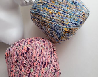 Lace Tweed 50gr, neon tweed kantgarens, kunstgaren voor weven