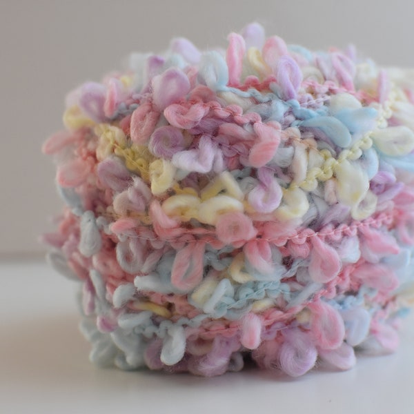 lollipop colors-Boucle Yarn 100gr,Hand Painted，big ear loop,Boucle Mohair Hand-dyed Variegated Yarn,Super soft yarn,Art yarn