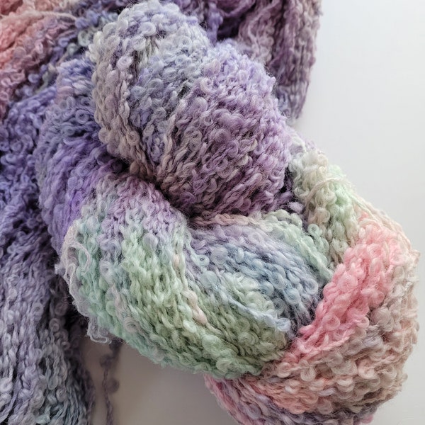 Boucle Hand-dyed Yarn, bulky Boucle yarn, light and full of loops, Alpaca yarn, 100% Wool yarn 100gr
