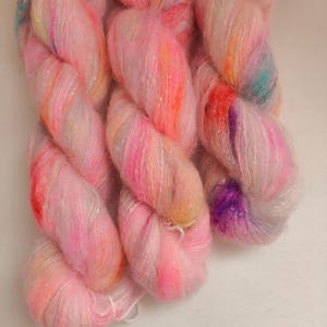Hand dyed mohair yarn,50G. 285Mtrs,Glitter Kid mohair,Lace weight yarn,worm and soft yarn, winter yarn, Lurex Yarn