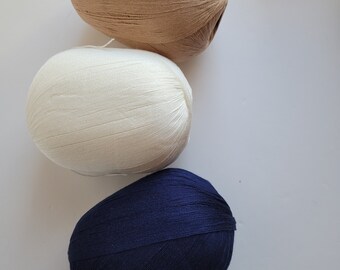 Silk & Cashmere Lace - navy blue,beige,white 1100m/ 150g ,55 % silk 45 cashmere ,Hand Knitting Crochet Yarn for Summer