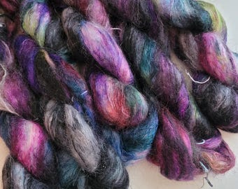 Hand Dyed Yarn Brushed Suri alpaca/merino yarn 50gr 235yds,Lace Weight Suri Alpaca Yarn for Knitting Crocheting