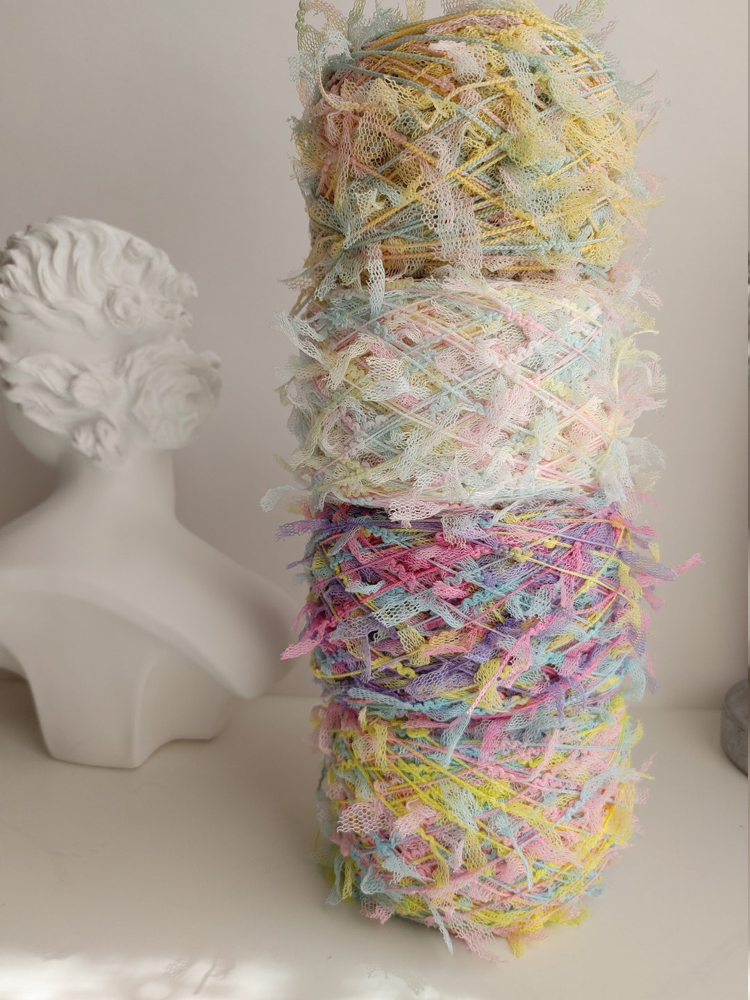 Ribbon Yarn Flags Macaron Pink Yellow and Bluepaper Flag Etsy