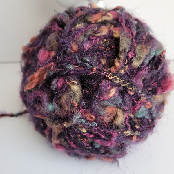 Bernat Galaxy Nouveau Yarn, 1.75oz/50g, 60yds/55m, Super Bulky 6, Mohair Blend, Hand Wash-Grape