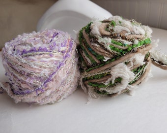 Lily-novelty yarn 50gr/fiber samples • Scrapbooking, Weaving, Mixed Media, Crafts, Junk Journal,Needle Art,mixed yarns,Ribbon