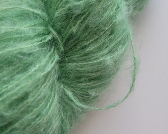 Mohair Merino blend - Verte Menthe/100g ,Hand Dyed Yarn Kid Mohair,Soft fancy scarf yarn,