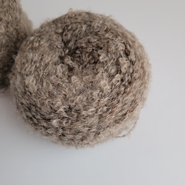 ALPACA BOUCLE YARN -alpaca loop yarn soft pure alpaca wool natural fiber yarn loopy knitting wool doll nair, toy making-50gr