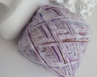 Purplish grey-Purple  brown  Lilac Grey Striping - 2sport Yarn 50gr ,Mohair Glitter Lace Yarn