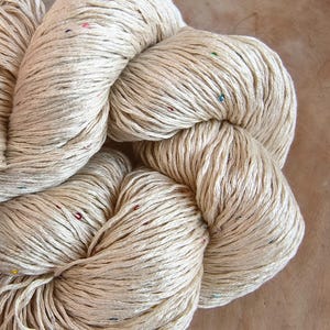 Hand Dyed sequin Yarn Creme Dk cotton/silk/wool,100gr/210yds