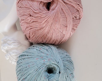 Tweed estivo-100% cotone, 200 gr/1000 m/Tessitura a maglia a mano, Tweed colorato, Cotone maculato