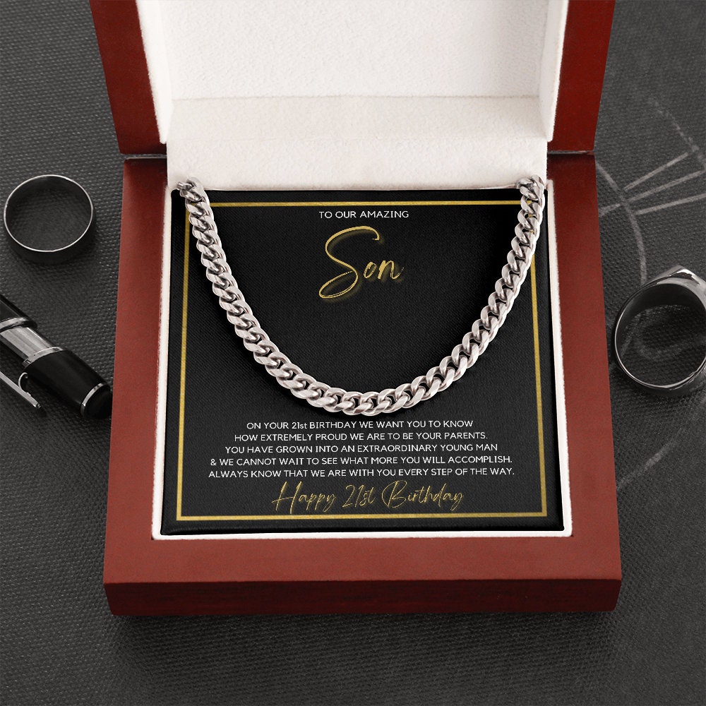 21st Birthday Gift for Son Cuban Link Chain With Message Card From ...