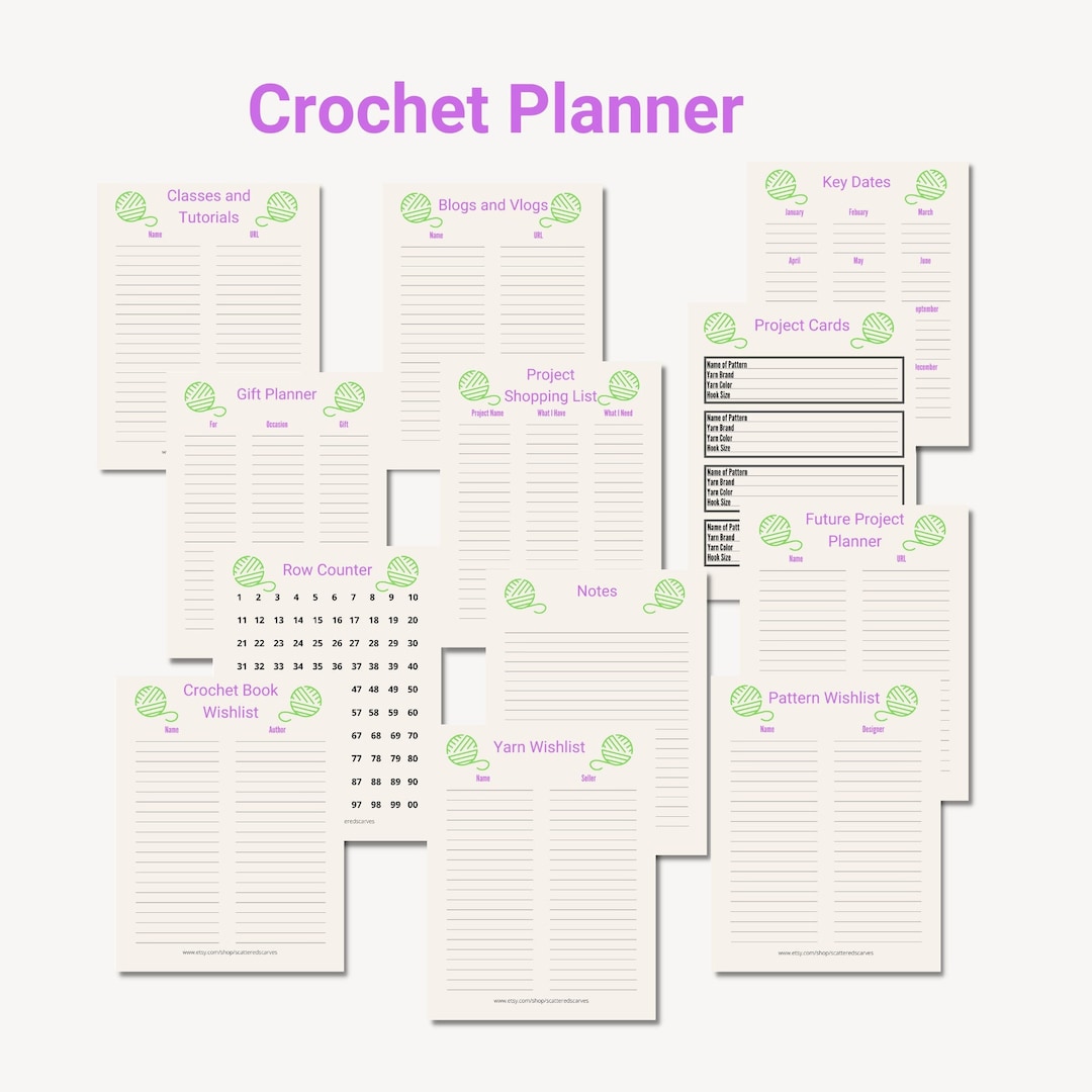 Printable Crochet Project Planner, Crochet Organizer, Project ...