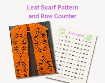 Leaf Crochet Scarf Pattern and Project Tracker, Do It Yourself Gifts, Fall Leaves, Instant Download, Project Management, Gift for Kids