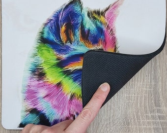 Mousepad, Katze, Kater, Katzenkopf, bunt, Schmetterling