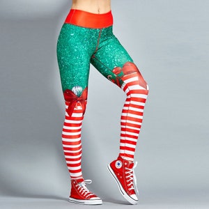 Christmas Leggings Bow/Stripe