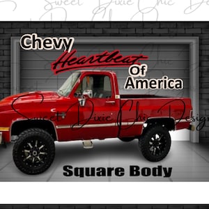 red square body short bed chevy truck png, lifted truck, 80s chevy