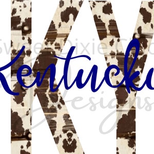 Cow print KY with Blue Kentucky Png graphic
