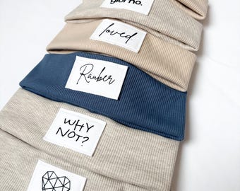 DÜNNE PATCH-MÜTZE | Statement Mütze | Beanie | Personalisierte Mütze | Kindermütze | Kleinkindmütze I Personalisierte Geschenke
