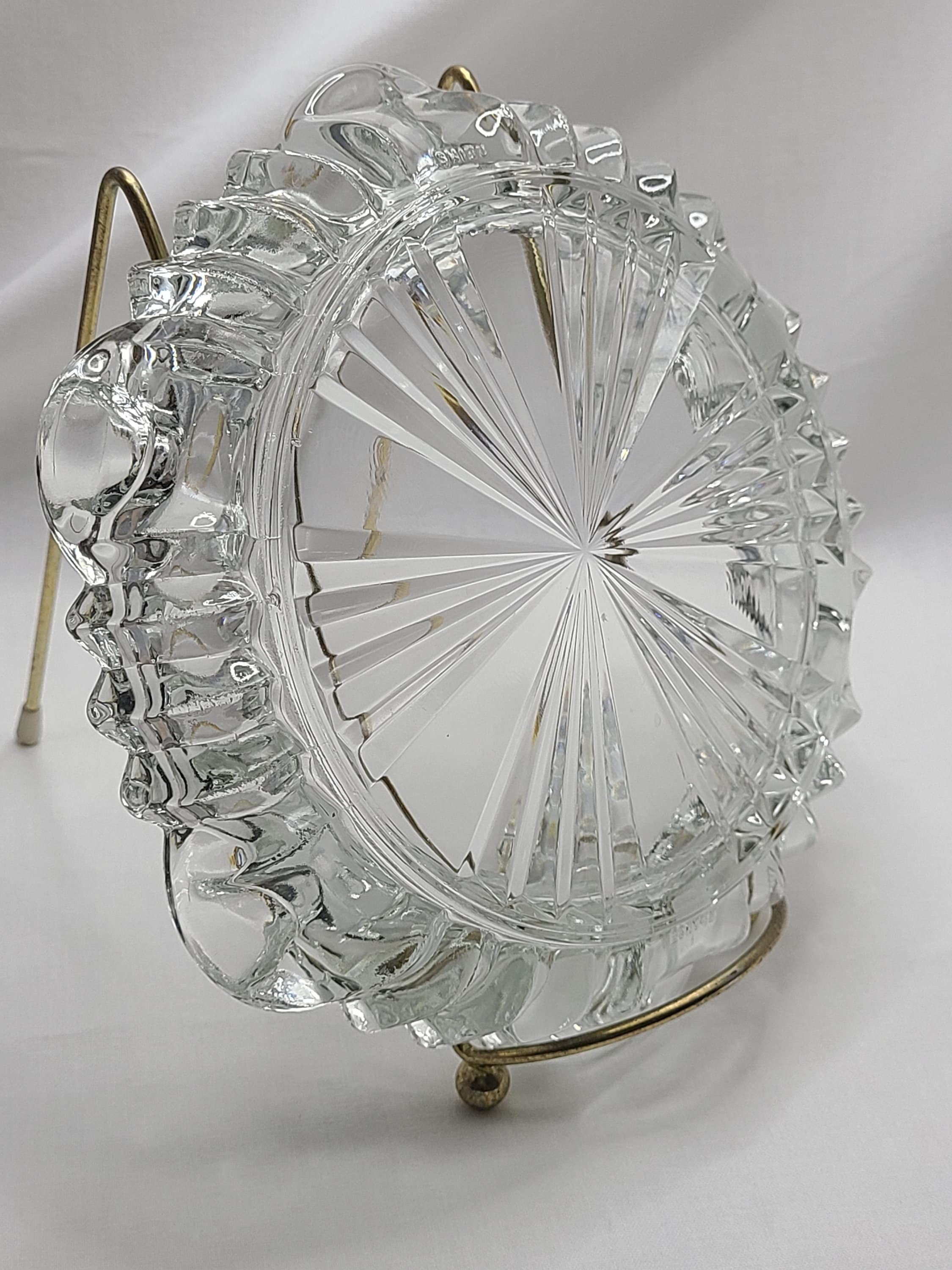 Vintage Crystal Cut Glass Ashtray Reims France Etsy