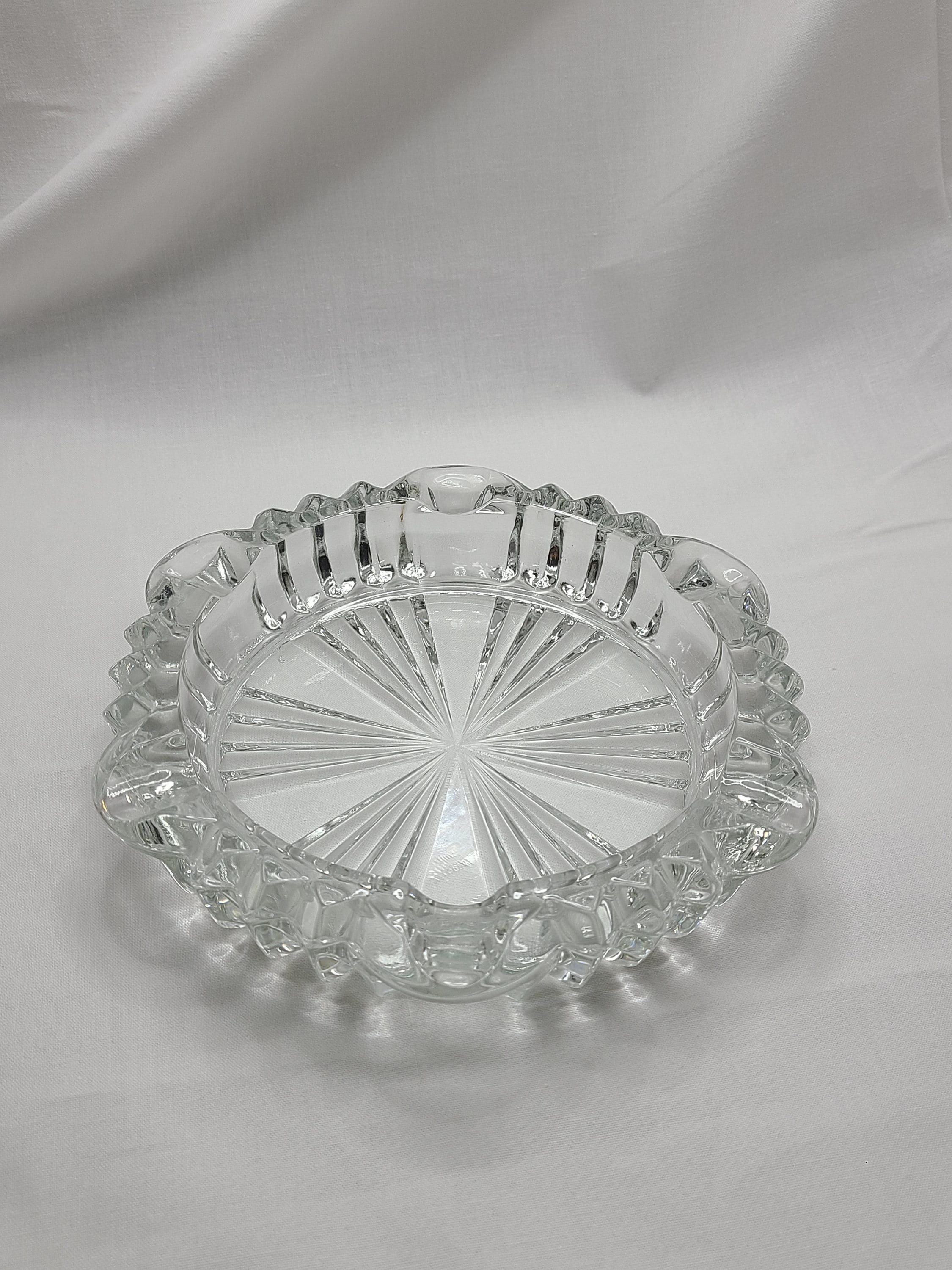 Vintage Crystal Cut Glass Ashtray Reims France Etsy