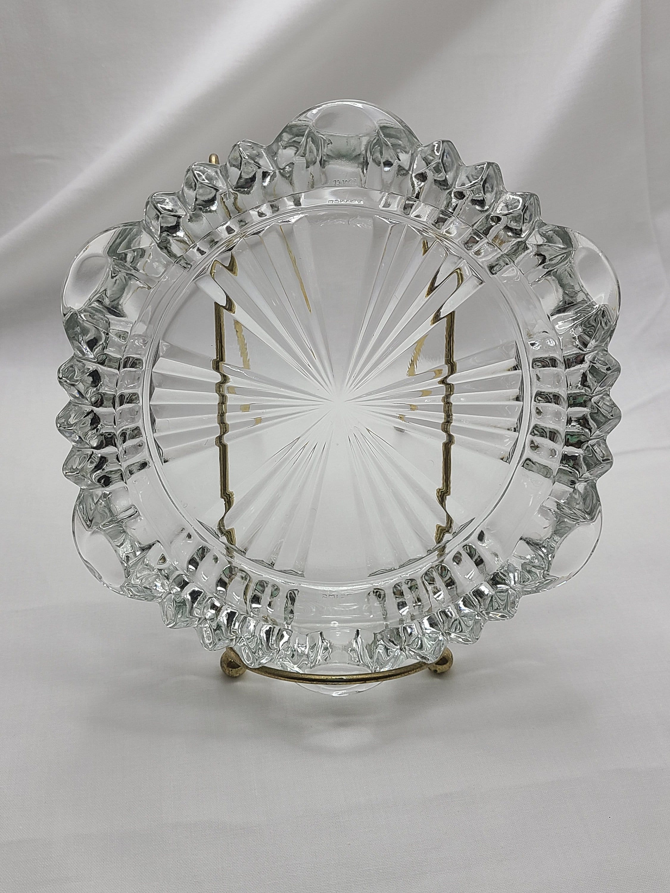 Vintage Crystal Cut Glass Ashtray Reims France Etsy
