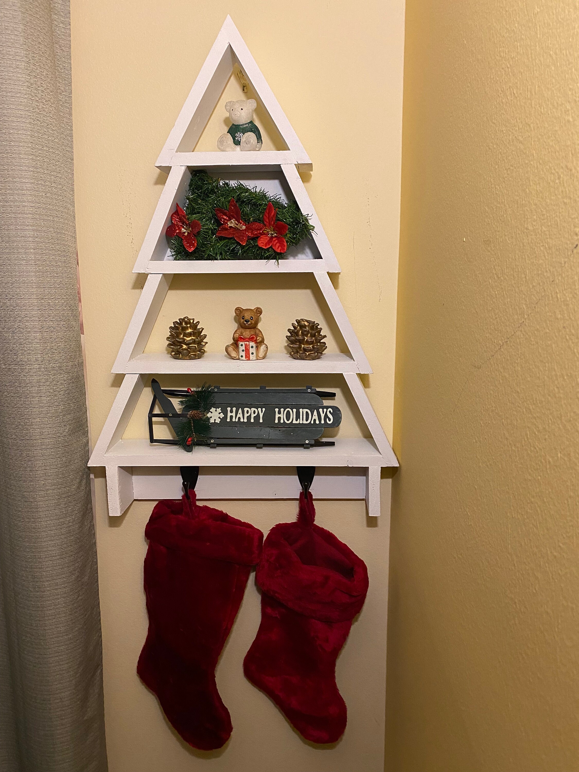 Christmas Tree Wall Shelf, Handmade Customizable Paint Etsy
