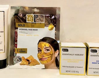 COLLAGEN MOISTURIZING Skin & Facial Care Gift Set (w/ Facial Moisturizers, Mask, and Cream Cleanser!) - 4 Piece Set!