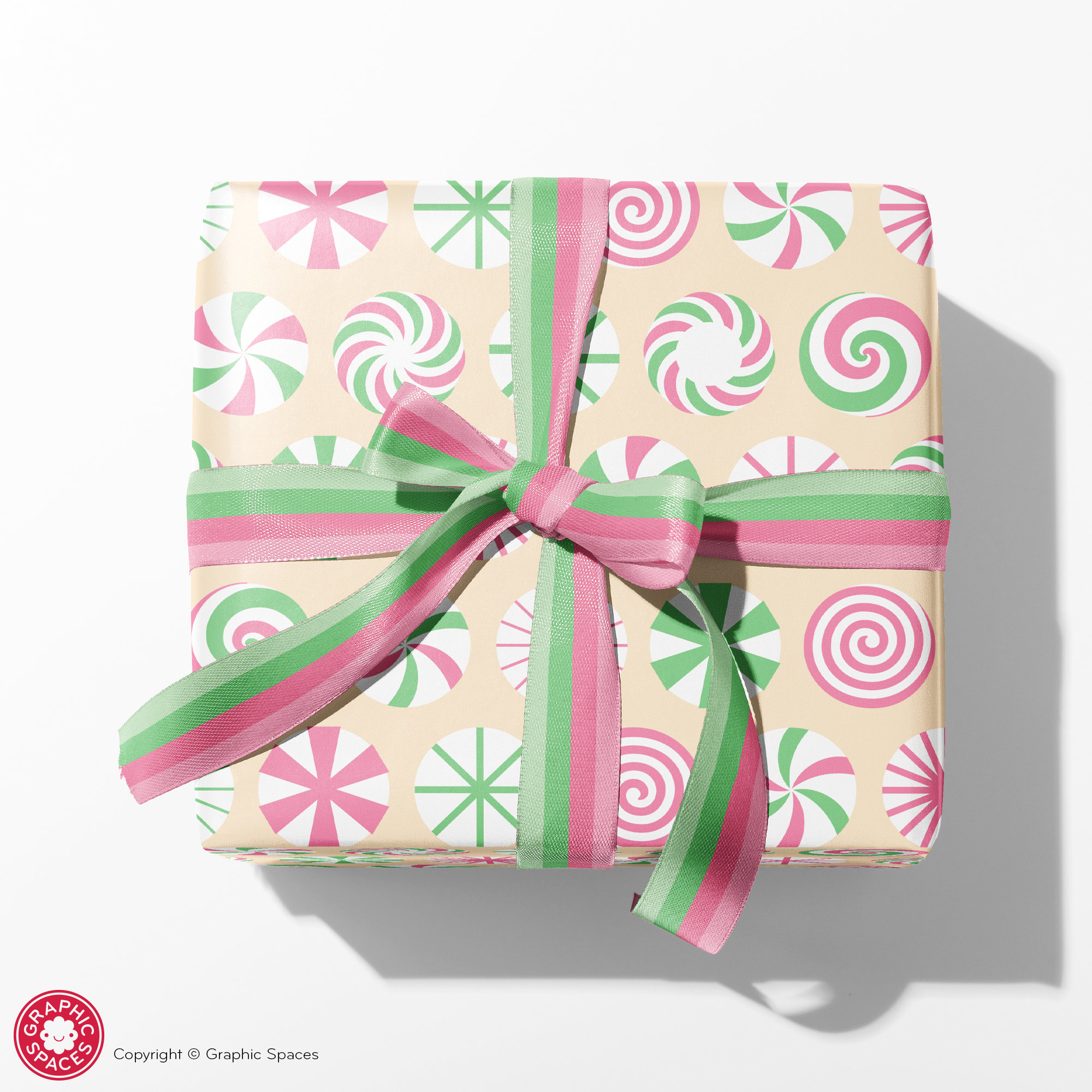 Peppermint Candy Christmas Wrapping Paper Classic Retro Holiday