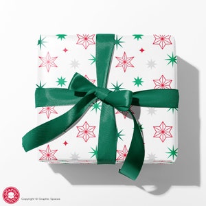 Christmas Star Wrapping Paper, Classic Holiday Gift Wrap