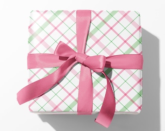 Pastel Christmas Plaid Wrapping Paper, Classic Holiday Gift Wrap