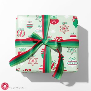 Christmas Retro Ornament Wrapping Paper, Holiday Gift Wrap
