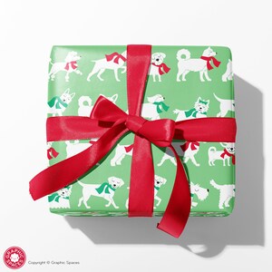 Christmas Dogs Wrapping Paper, Holiday Puppy Gift Wrap, Dog-Lover, Kids