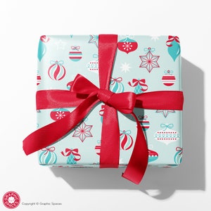 Christmas Retro Ornament Wrapping Paper, Holiday Gift Wrap
